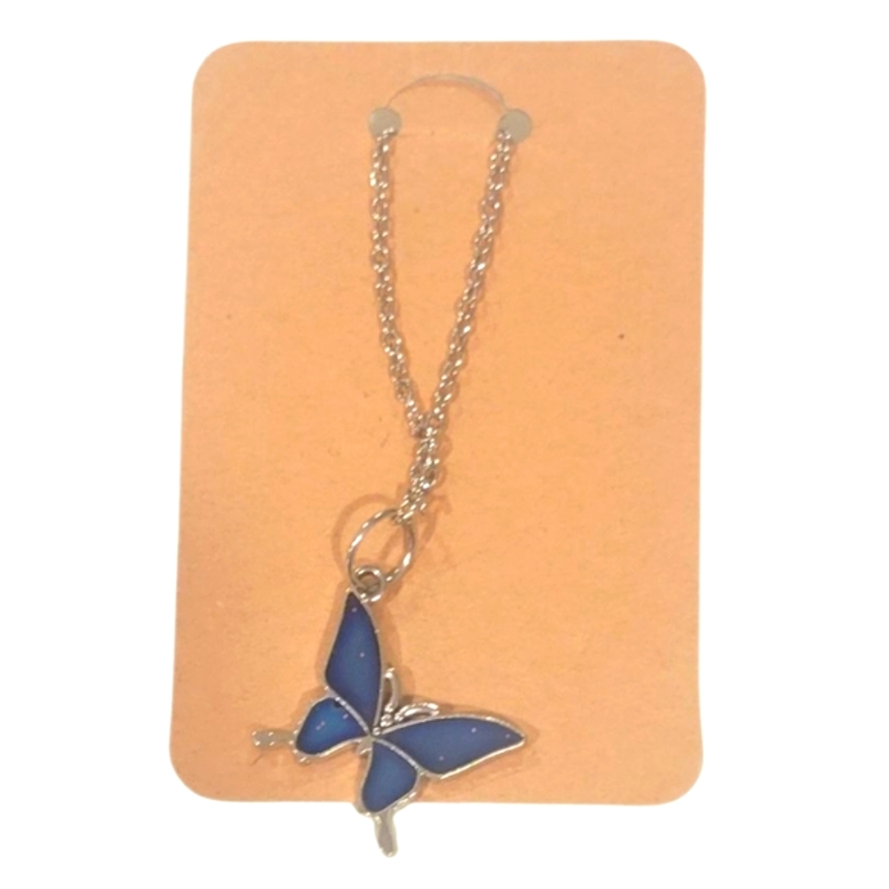 Elegant Blue Butterfly Pendant Necklace - Picture 2 of 3